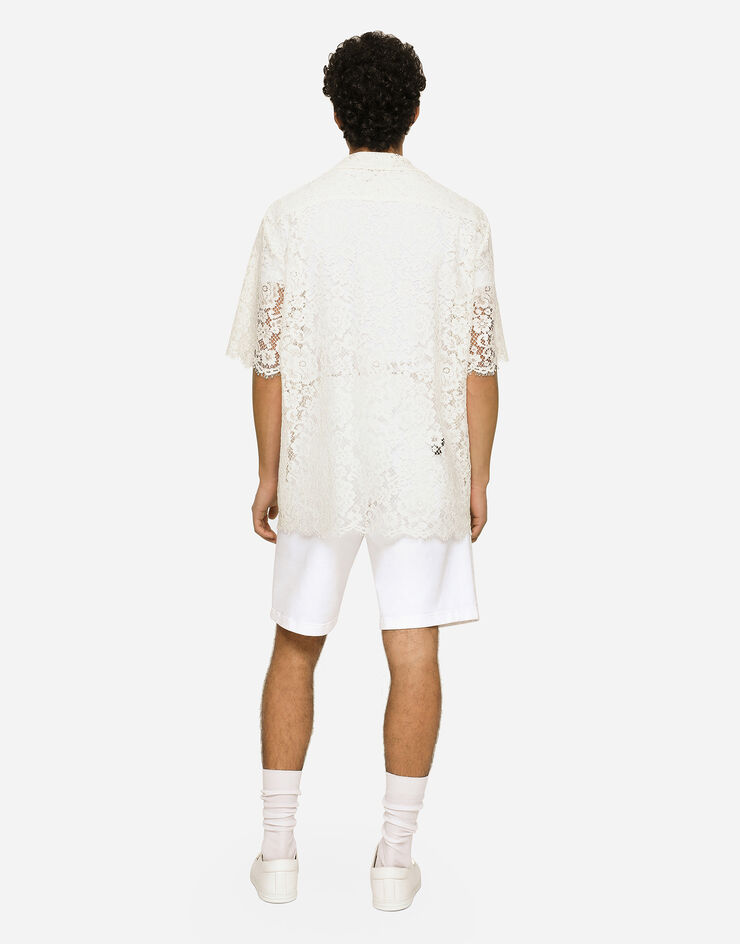 Dolce&Gabbana Camisa Hawaii de encaje Blanco G5LB4THLMEA