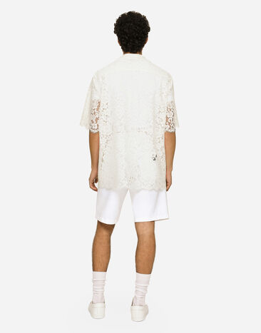 Dolce&Gabbana Hawaiihemd aus Spitze Weiss G5LB4THLMEA