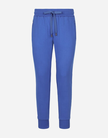 Dolce&Gabbana Pantalón de chándal de punto con placa con logotipo Bleu GVXQHTG7F2G