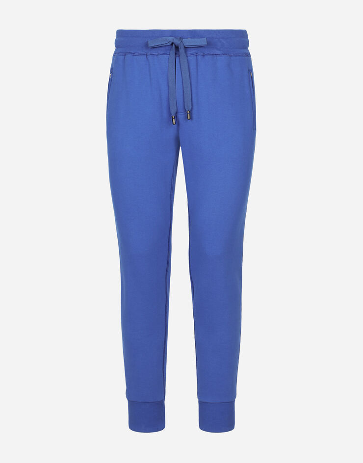 Dolce&Gabbana Jersey jogging pants with branded tag Blue GVXQHTG7F2G