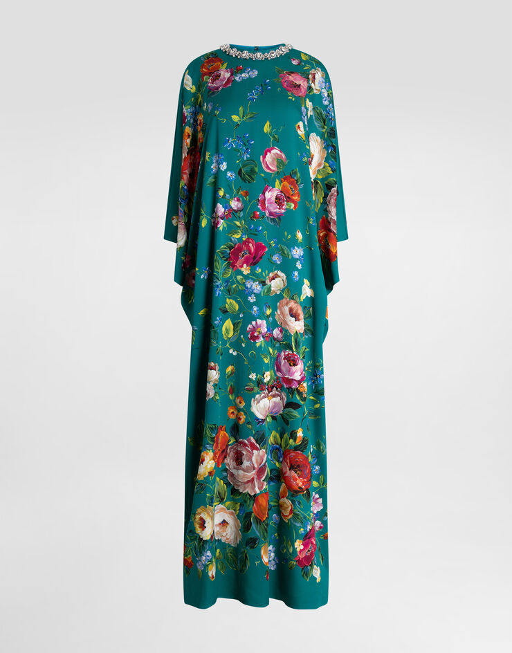 Dolce & Gabbana Rose-print charmeuse kaftan Multicolor I6AA8ZHPAFK