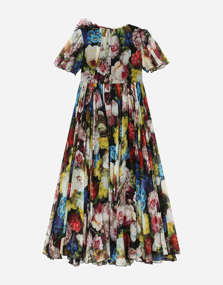 Dolce & Gabbana Kleid aus Chiffon Nachtblumen-Print Drucken L53DT3IS1SR