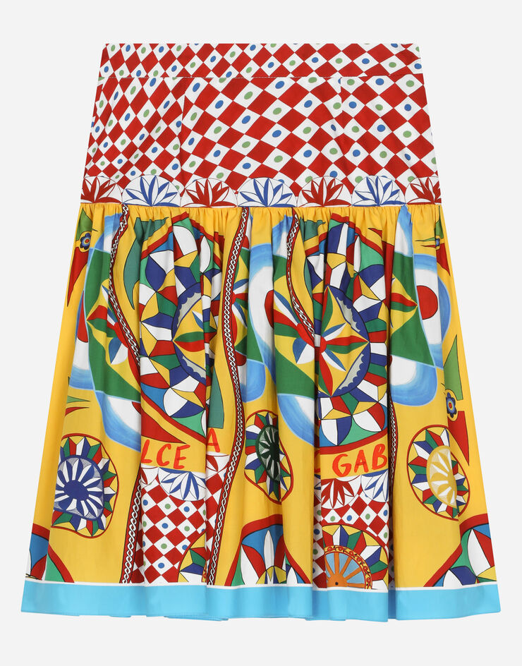 DolceGabbanaSpa Carretto-print poplin skirt with yoke detail Red L54I72G7J9M