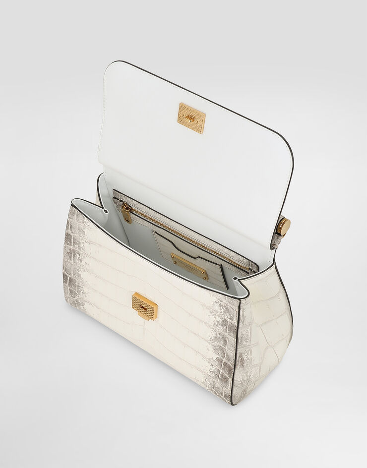 Dolce & Gabbana Large Sicily handbag in himalayan crocodile leather White BB6002B2EM1