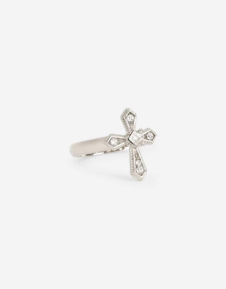 Dolce & Gabbana Ring with cross and crystals Silver WRN7S2W1111
