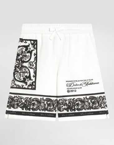 Dolce & Gabbana Bermuda in doppio piquet stampa Maiolica Multicolore L4JQV3II7HN