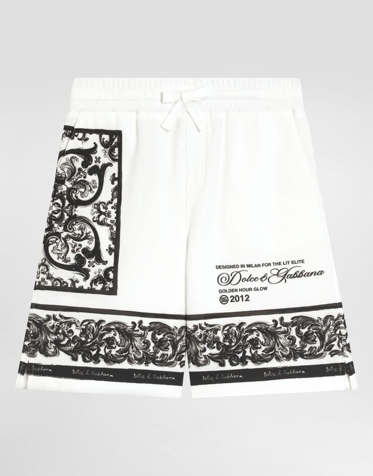 Dolce & Gabbana Majolica-print double piqué bermuda shorts Multicolor L4JQV3II7HN