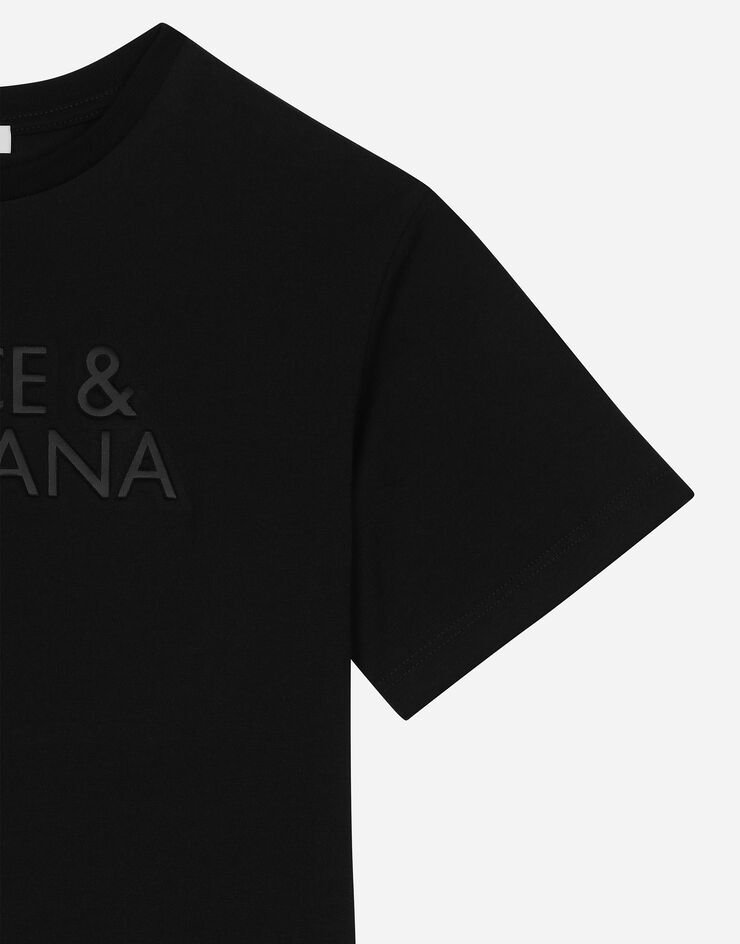 Dolce & Gabbana Jersey T-shirt with Dolce&Gabbana logo Black L4JTHUG7N0D