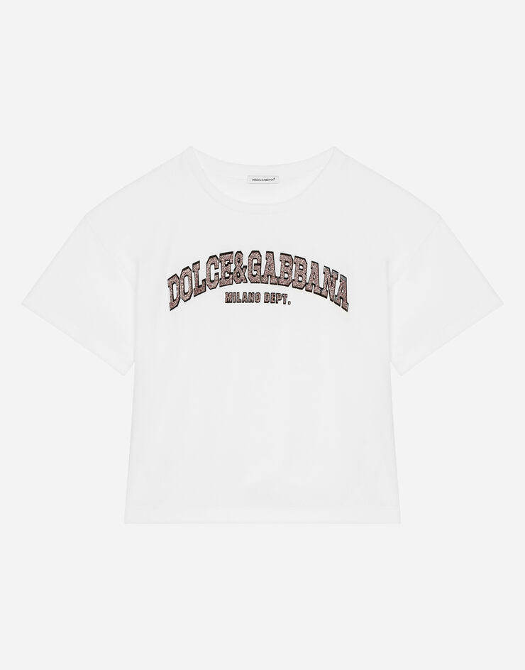 Dolce & Gabbana Jersey T-shirt with Dolce&Gabbana logo Blanco L5JTMSG7L9F