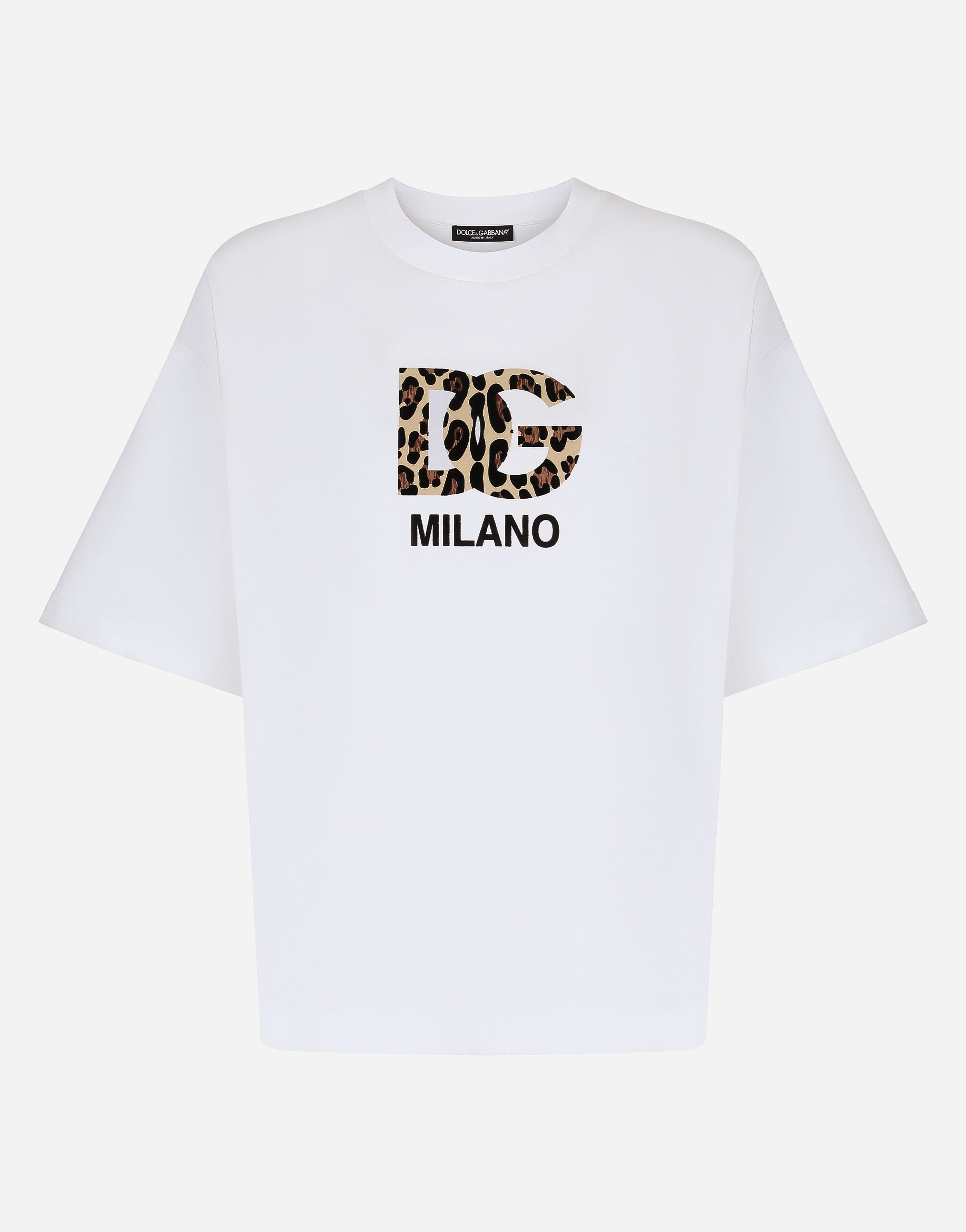 Dolce & Gabbana Camiseta con logotipo DG flocado Blanco F8T00ZGDCBT
