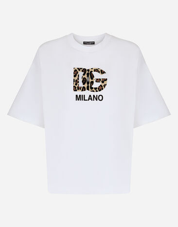 Dolce&Gabbana Camiseta con logotipo DG flocado Negro F79BRTHLM9K