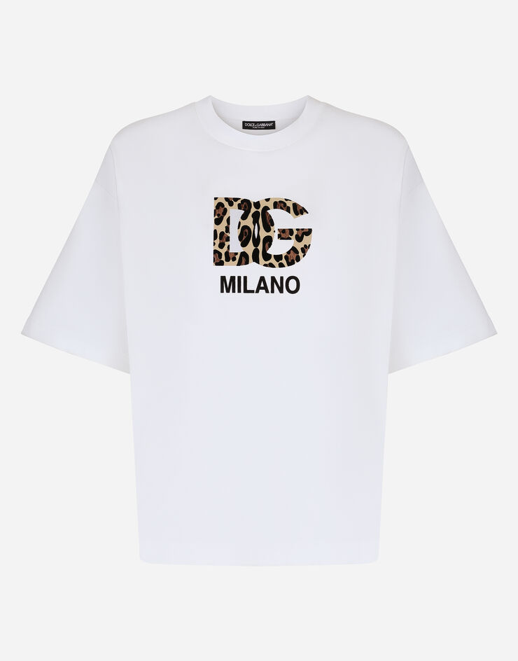 Dolce & Gabbana T-shirt with flocked DG logo White F8U44ZGDBZR