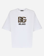 Dolce & Gabbana T-shirt with flocked DG logo Black F9M32ZHUML6