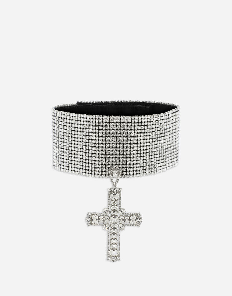 Dolce & Gabbana Choker aus Crystal-Netzmesh mit Kreuz Kristall WNP4S2W1111