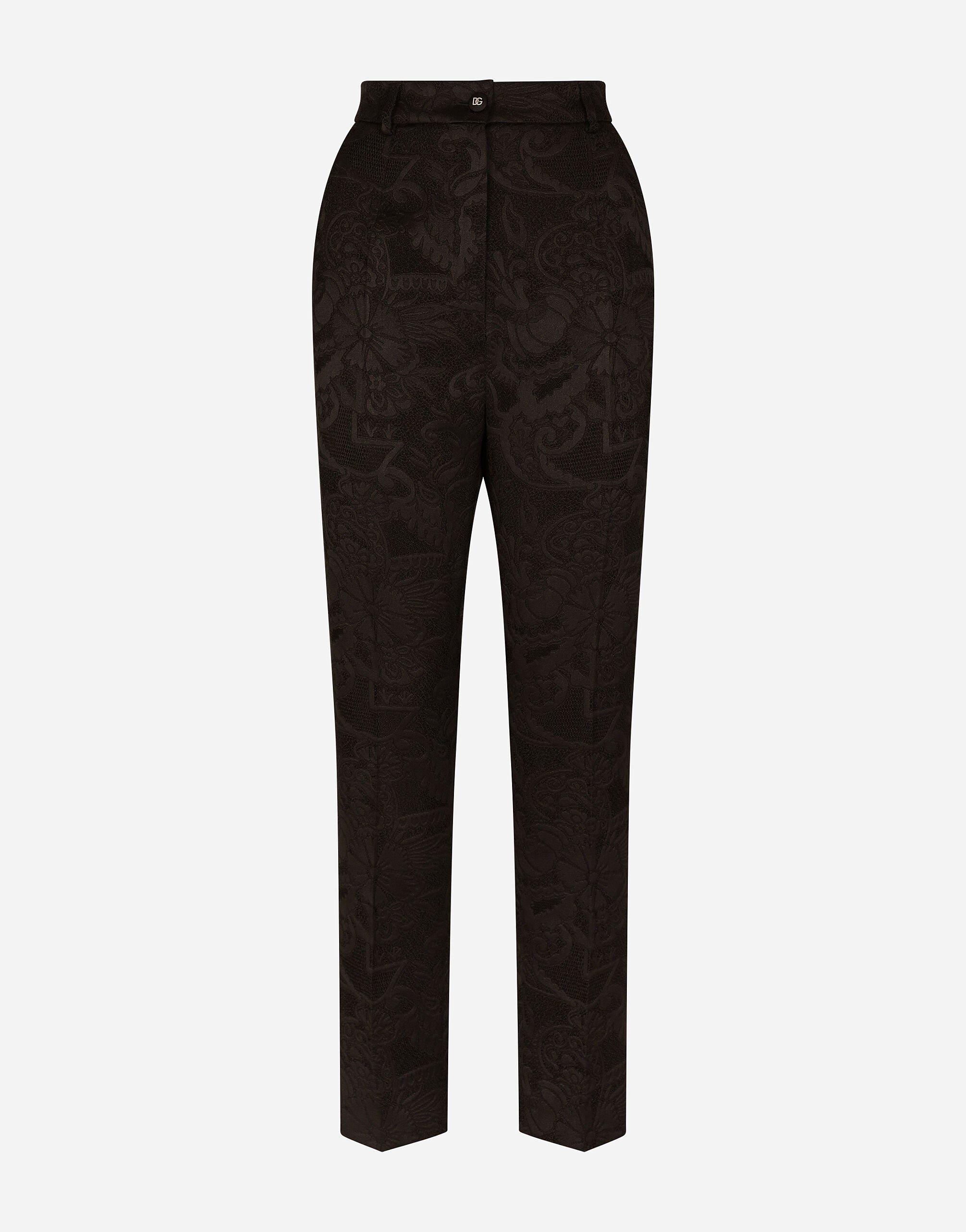 Dolce & Gabbana Pantaloni in jacquard floreale Black F26R2TOUADW
