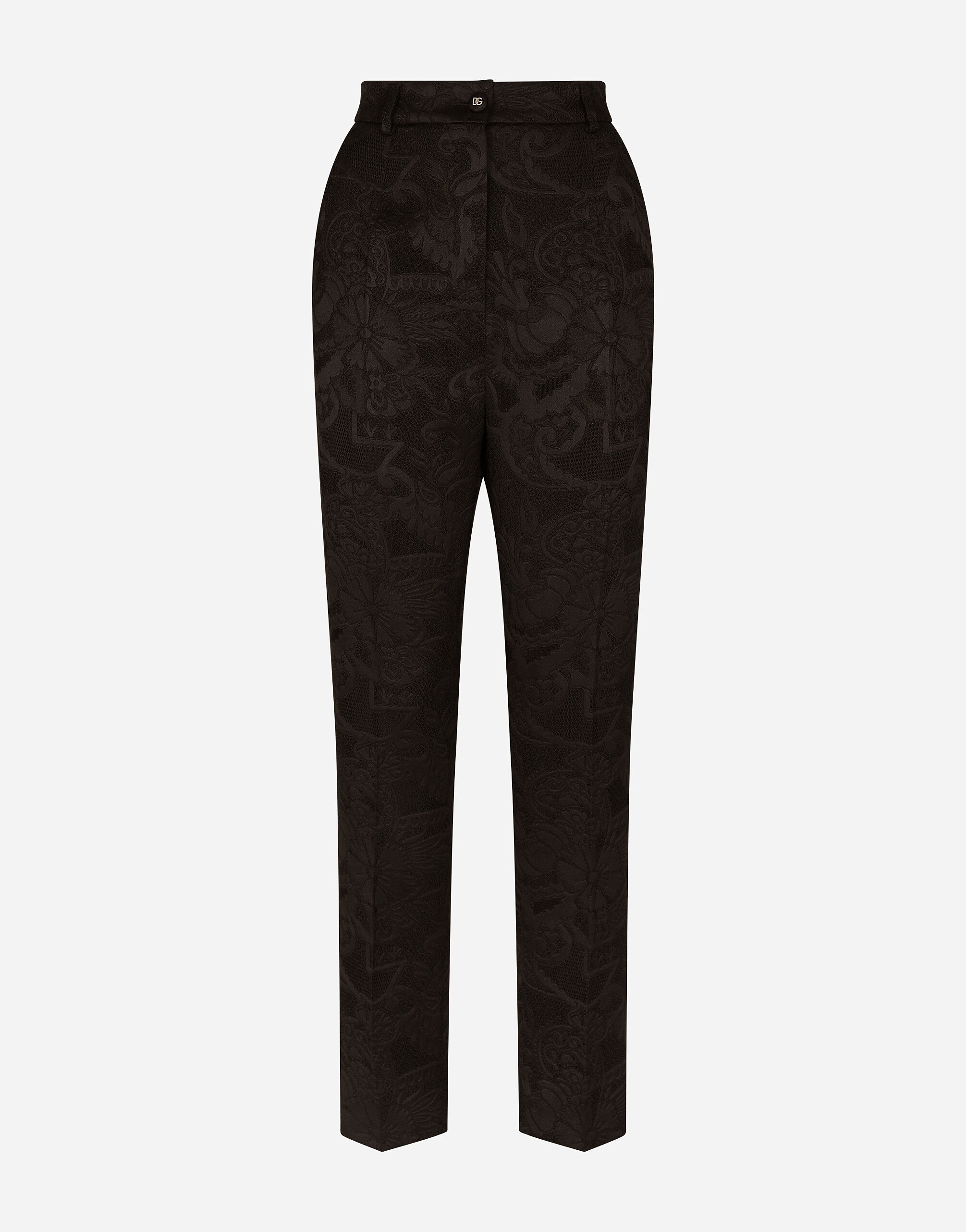 Dolce & Gabbana Pantaloni in jacquard floreale Black F26R2TOUADW