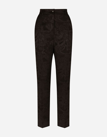 Dolce & Gabbana Hose aus floralem Jacquard Schwarz FTAM2TFJRD0