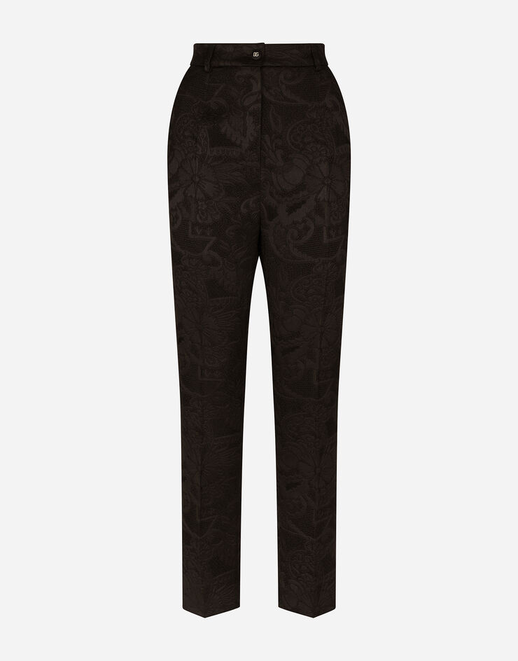 Floral jacquard pants in Black for Women | Dolce&Gabbana®