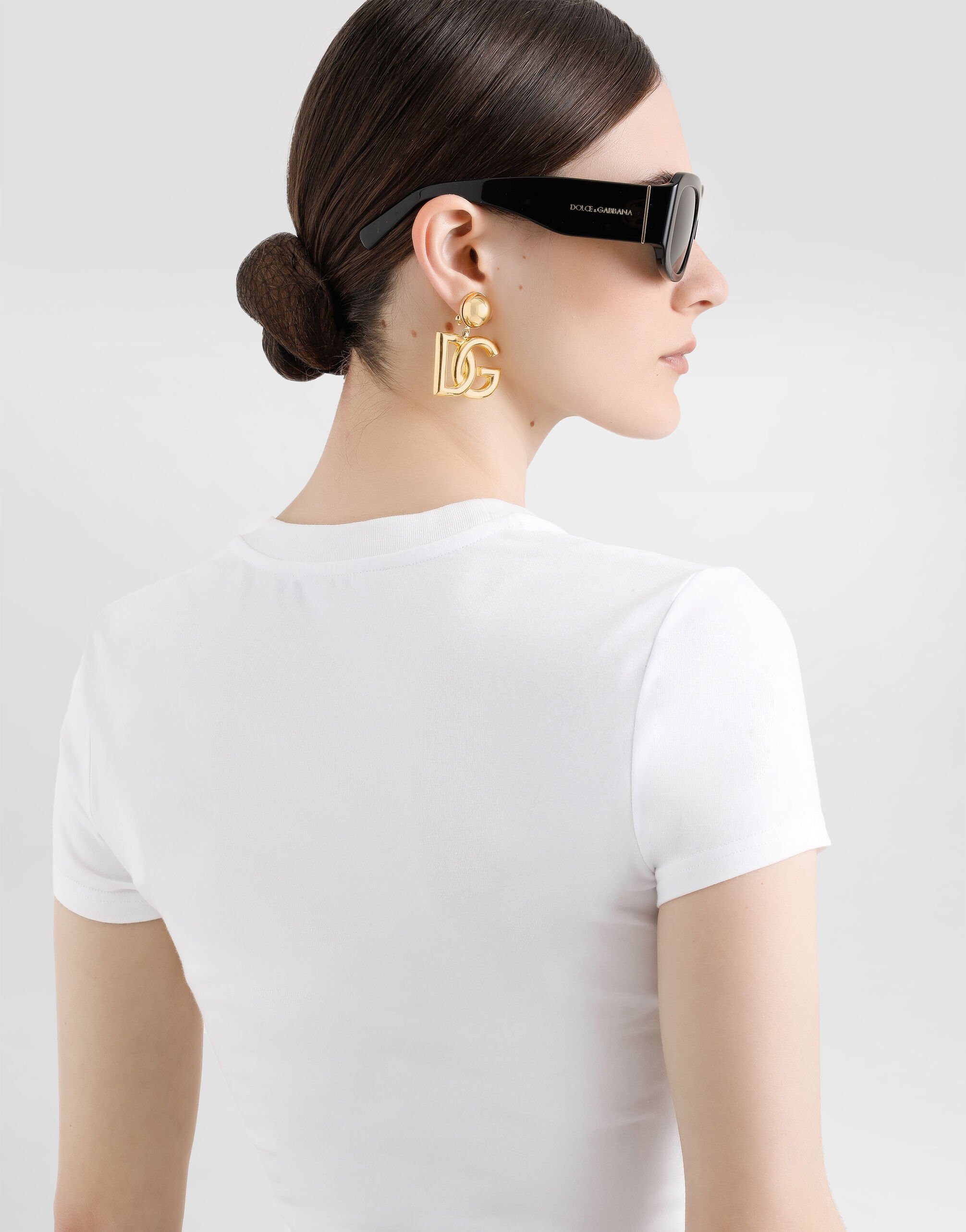 Short T-shirt with DG logo in White for Women | Dolce&Gabbana® US