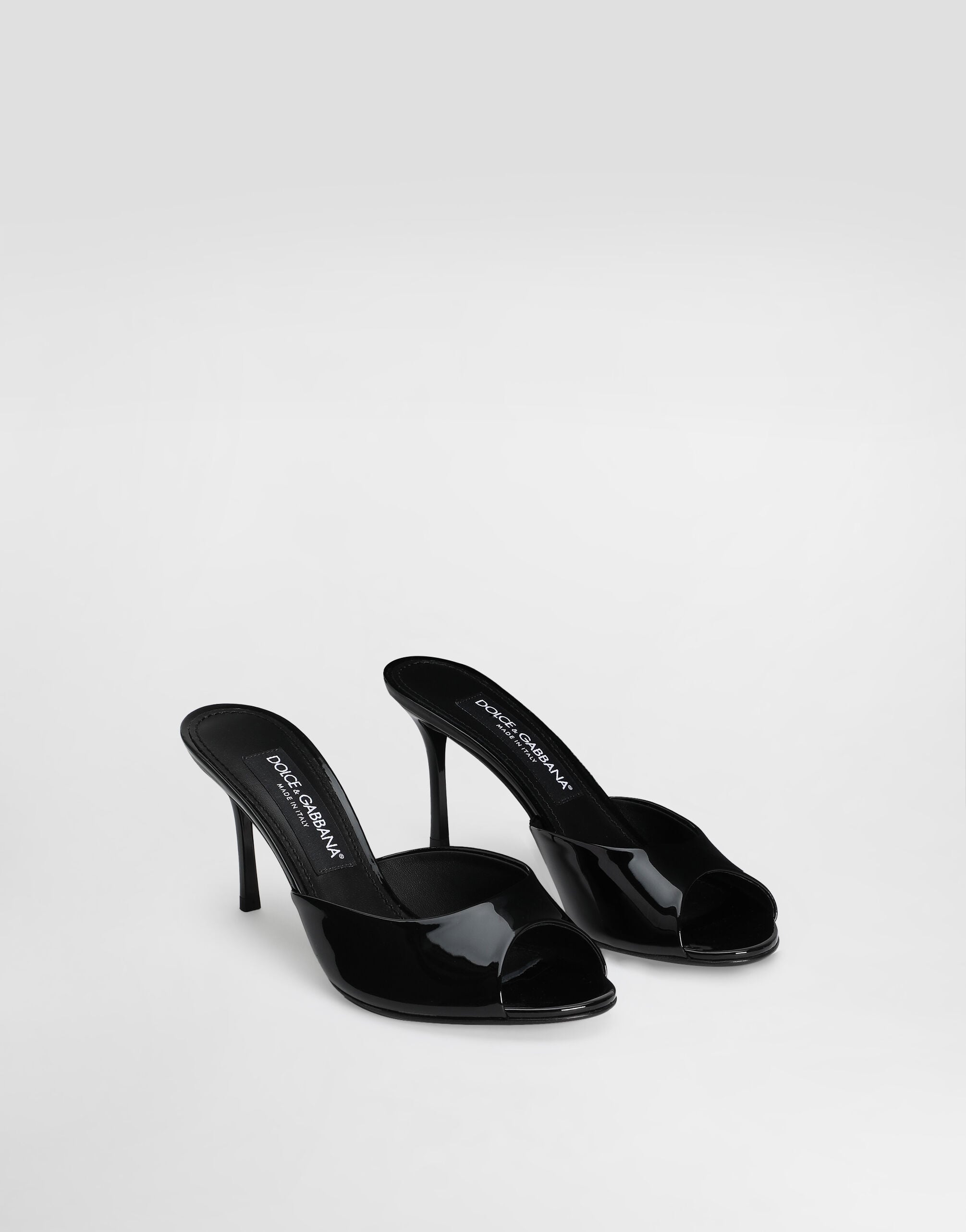 Blackのウィメンズ パテント レザー ミュール | Dolce&Gabbana®