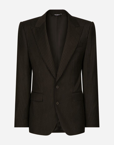 Dolce & Gabbana Single-breasted pinstripe wool Sicilia-fit jacket Blue G2QS6TGG862