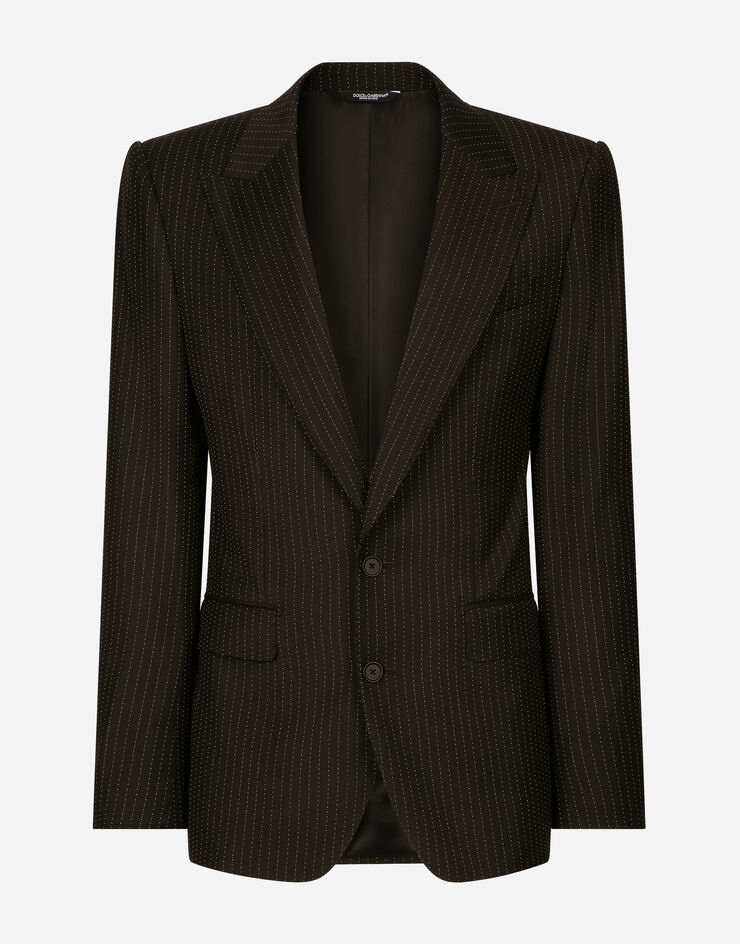 Dolce & Gabbana Single-breasted pinstripe wool Sicilia-fit jacket Black G2QU6TFR2VB