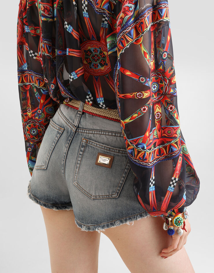Dolce & Gabbana Denim shorts with applications Multicolor FTC7DZG8PW5