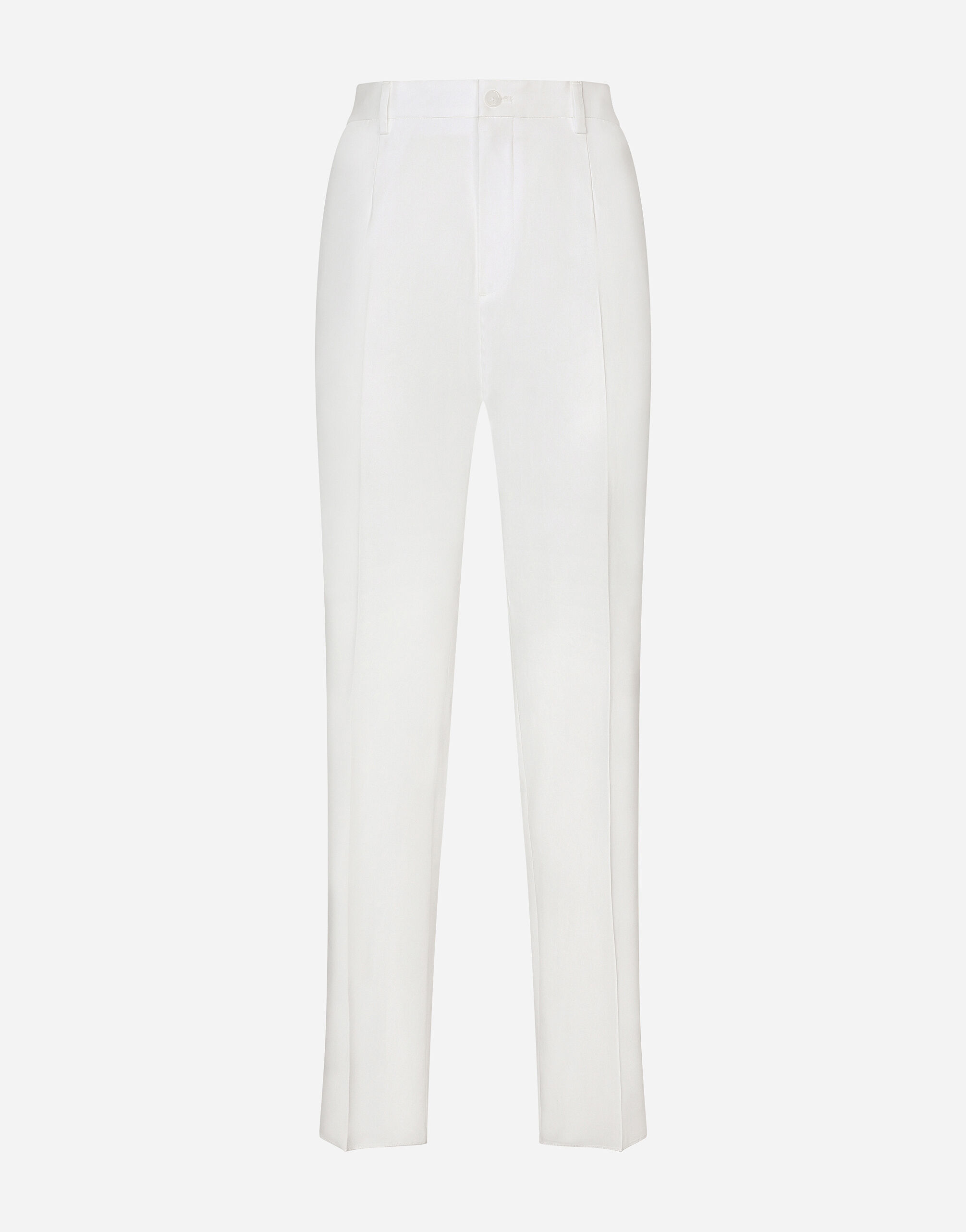Stretch cotton pants with branded tag en Blanco de Hombre Dolce Gabbana