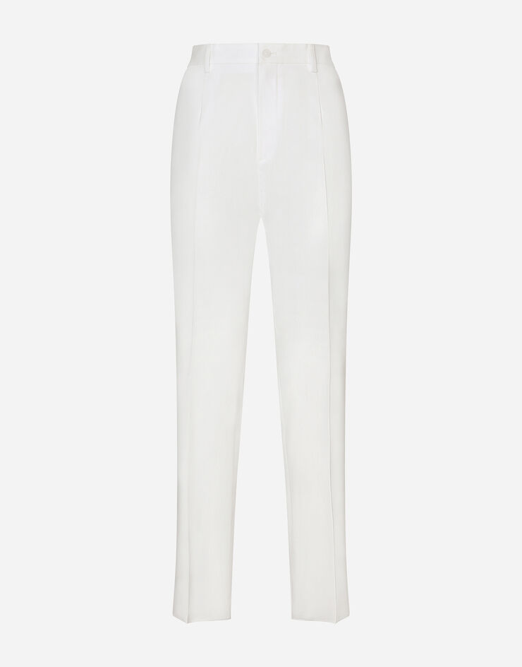 Dolce & Gabbana Pantalone cotone stretch con placca logata Bianco GVB6ETFUFMJ