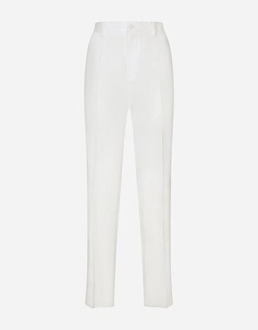 Dolce & Gabbana Pantalone cotone stretch con placca logata Blu G041VTFU3HO