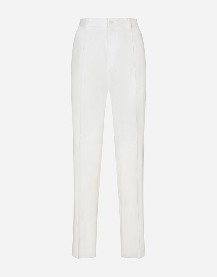 Dolce & Gabbana Pantalon en coton stretch avec plaquette à logo Blanc GVB6ETFUFMJ