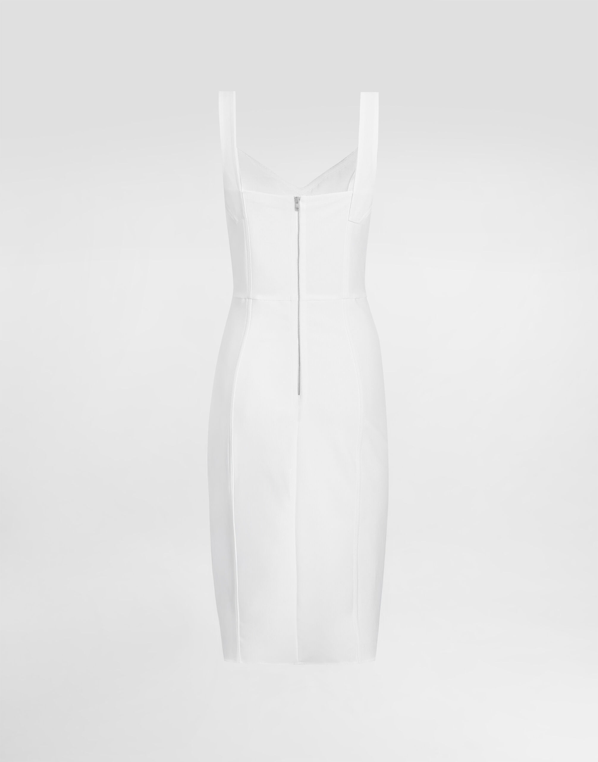 Sheath dress in elastic fabric and lace - thumbnail 6