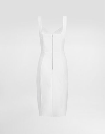 Dolce&Gabbana Sheath dress in elastic fabric and lace White F63G9TGDCLQ