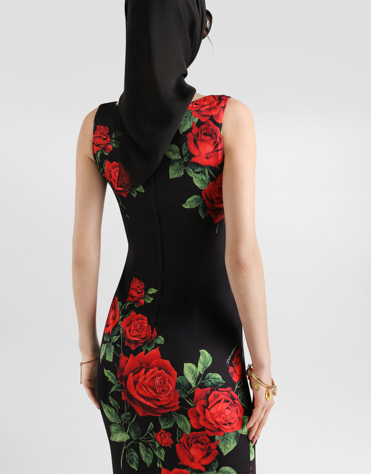 Dolce & Gabbana Rose-print charmeuse dress Multicolor F622MTFSA9R