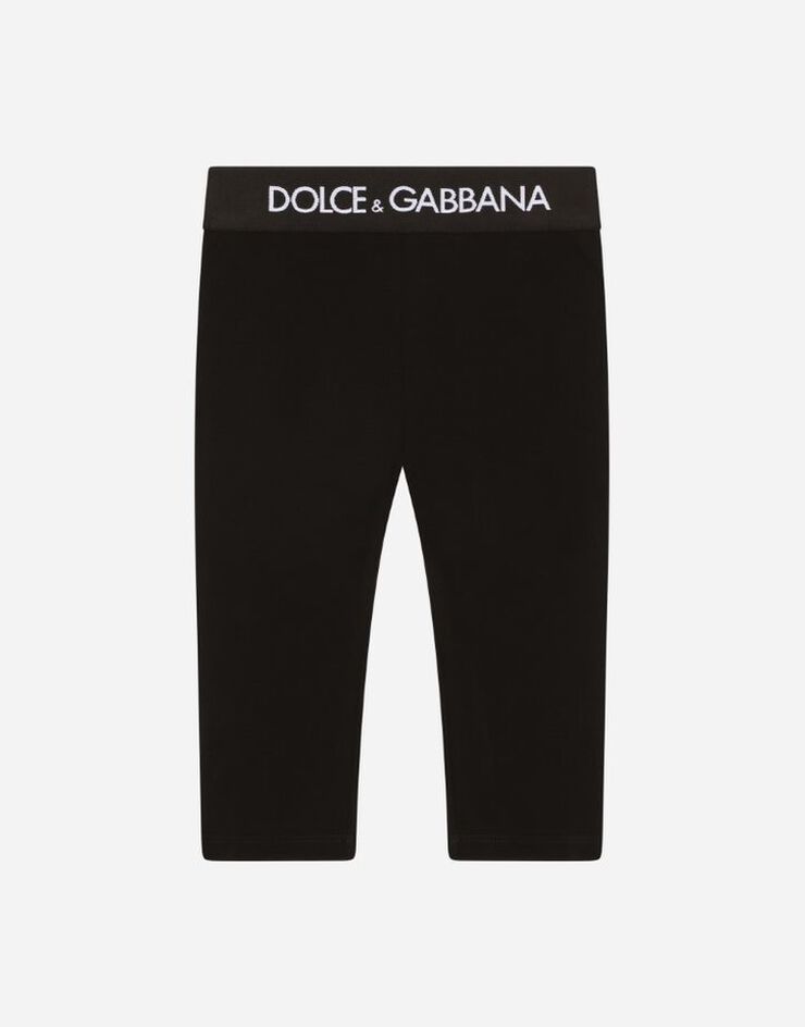 Dolce & Gabbana Leggings aus Interlock mit Logo-Gummiband Schwarz L2JP3JG7E3Y