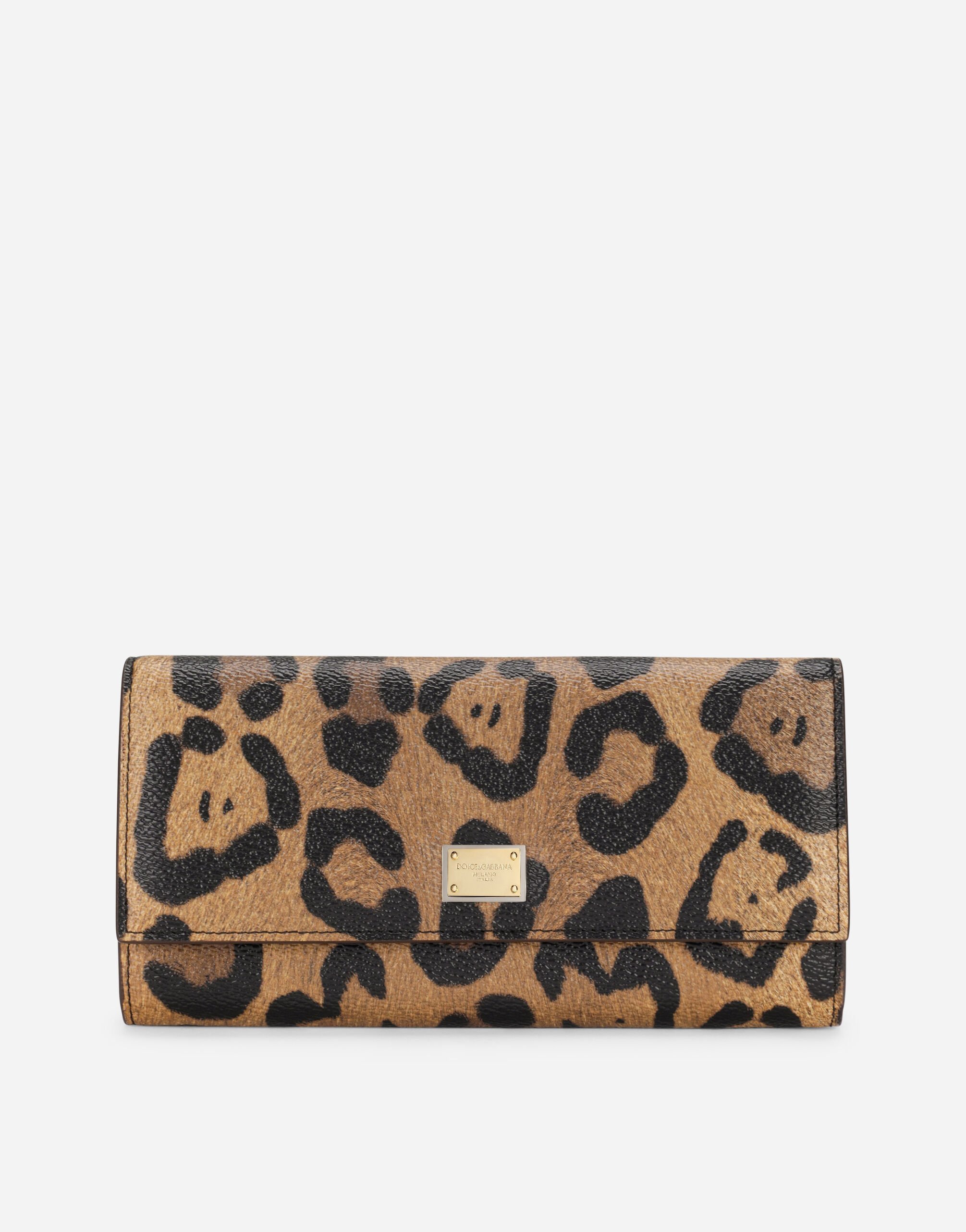 Dolce & Gabbana Leopard-print Crespo continental wallet with branded plate Multicolor BB6933AW384