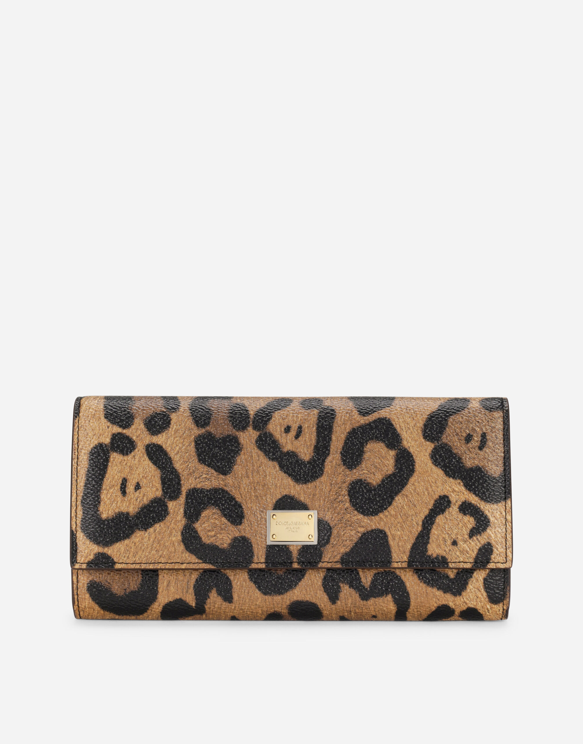 Dolce & Gabbana Leopard-print Crespo continental wallet with branded plate Multicolor I7AAJWG7BPT