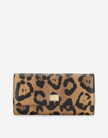 Dolce & Gabbana Leopard-print Crespo continental wallet with branded plate Black BP1321AZ602
