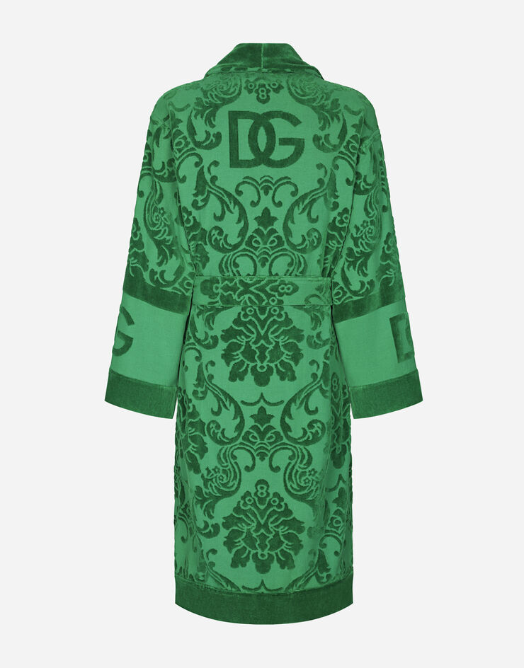 Dolce & Gabbana Bathrobe in Terry Cotton Jacquard Multicolor TCF009TCAGM
