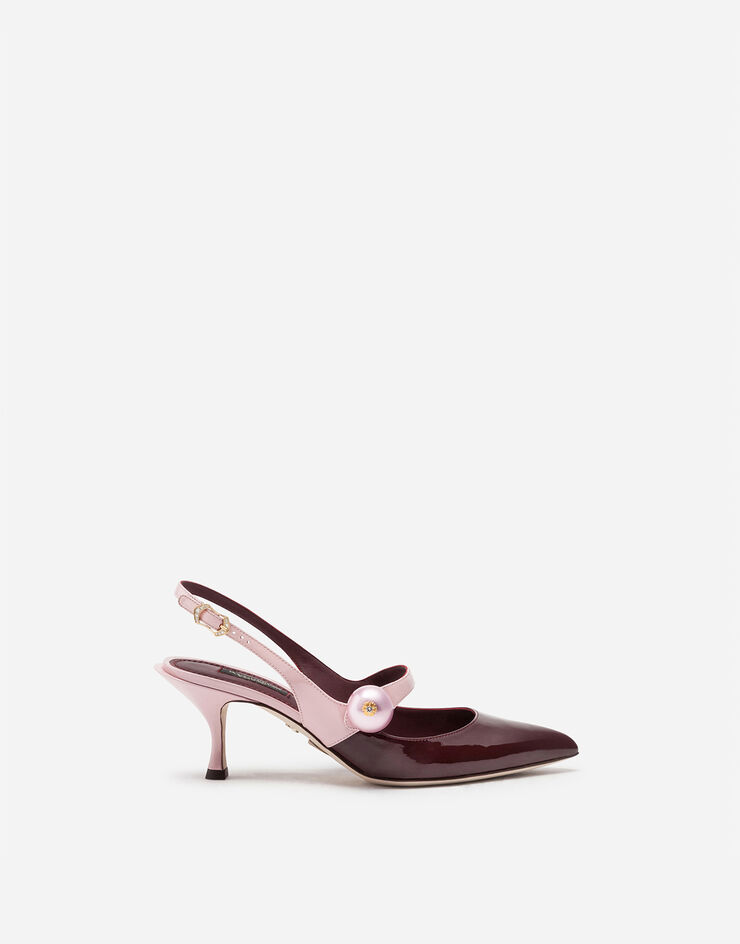 Dolce & Gabbana PATENT LEATHER TWO-TONE SLINGBACKS WITH PEARL DETAIL BORDEAUX/ROSA CG0380AJ702