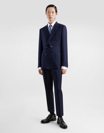 Dolce & Gabbana Double-breasted wool jacket Blue G2NZ2TFM2GU