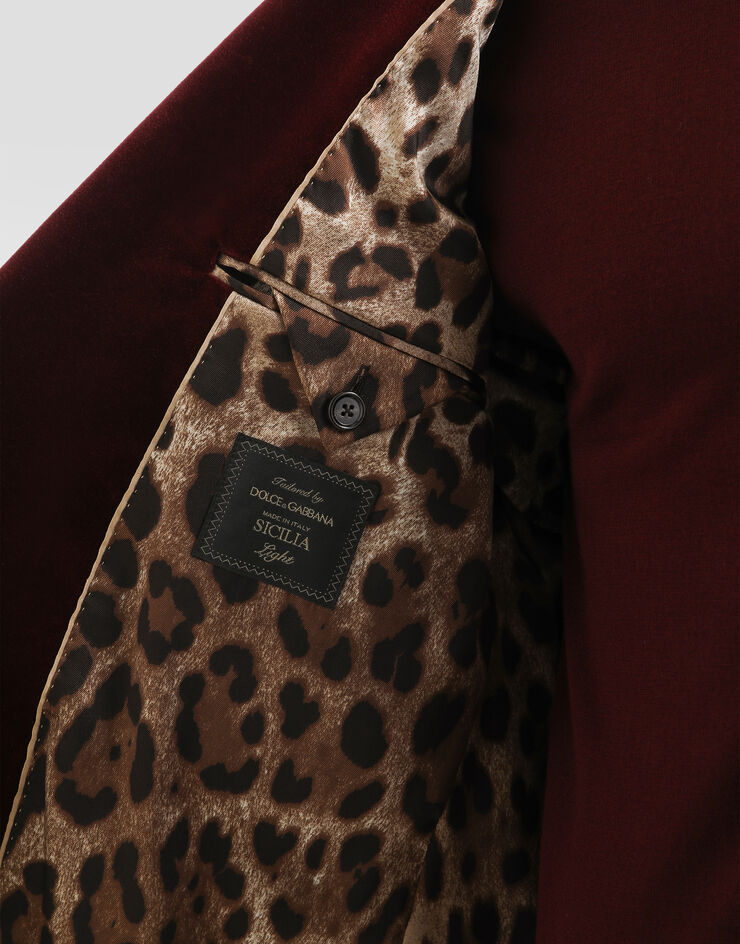 Dolce & Gabbana Double-breasted sicilia light cotton velvet jacket Bordeaux G2TV8TGJ619