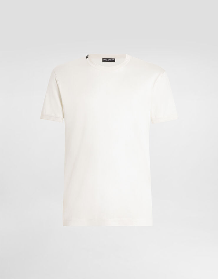 Dolce & Gabbana Short-sleeved silk t-shirt White G8ST1TFU75F