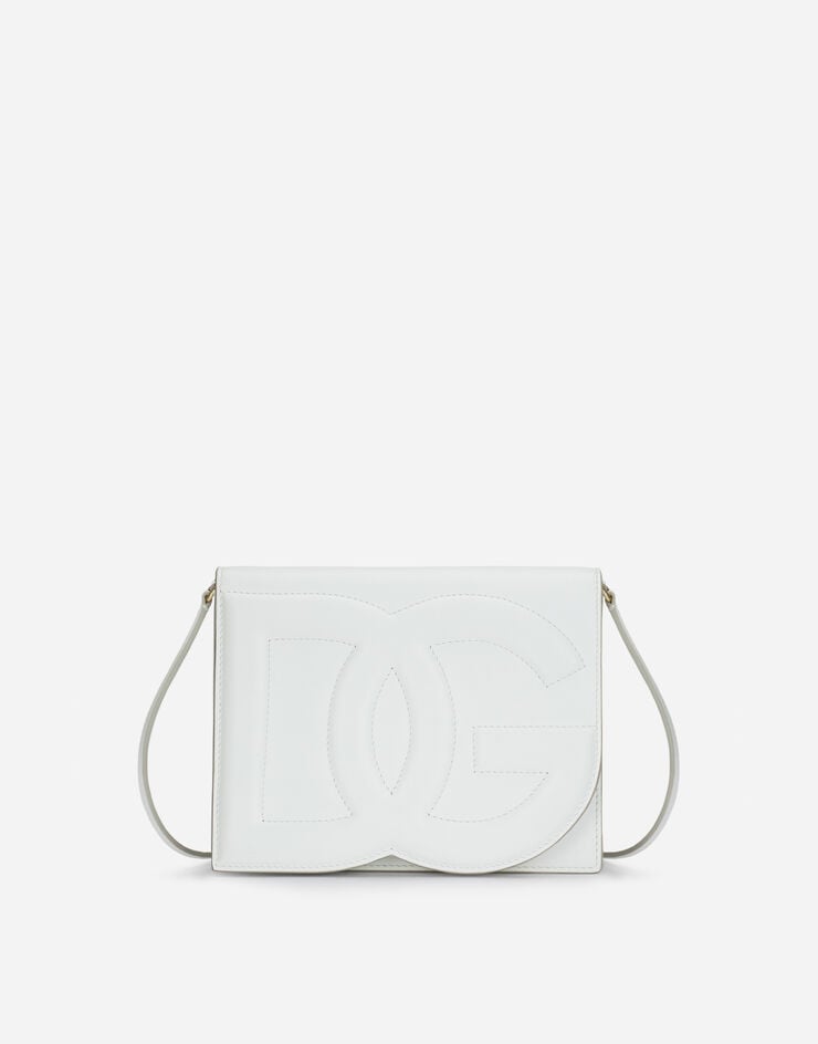 Dolce & Gabbana Bolso bandolera DG Logo Bag en piel de becerro Blanco BB7287AW576