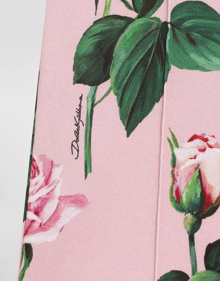 Dolce & Gabbana Pantalones de chándal de felpa con estampado de rosas Imprima L5JPF7HS7P0
