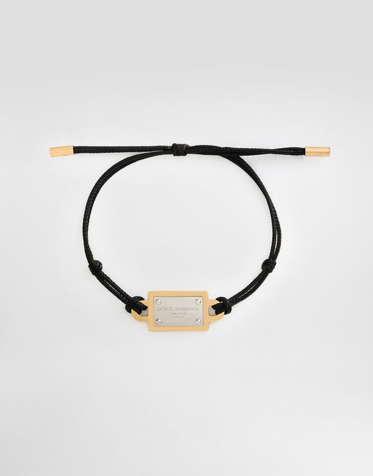 Dolce&Gabbana Pulsera con cuerda y placa con logotipo Negro WBP6X4W1111