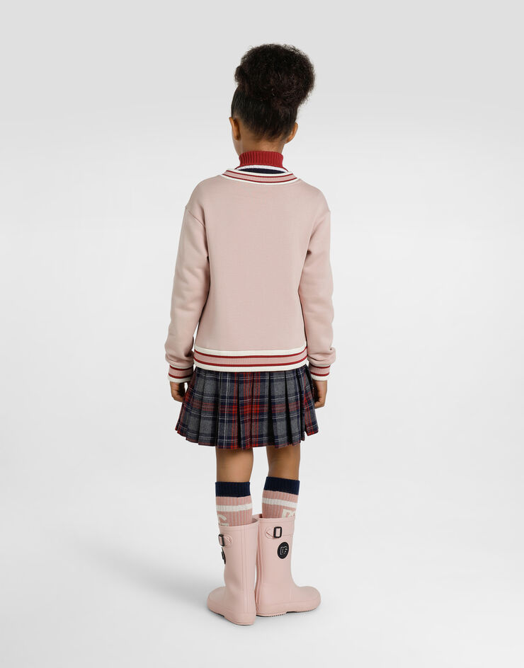 Dolce & Gabbana Fleece and tartan dress with Dolce&Gabbana print Multicolor L5JDAKG7PHB