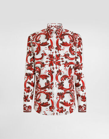 Dolce & Gabbana Majolica-print poplin martini shirt Multicolor G5ML1TFI5OF