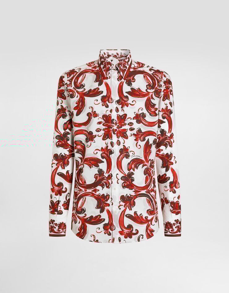 Dolce & Gabbana Majolica-print poplin martini shirt Multicolor G5ML1TFI5OF