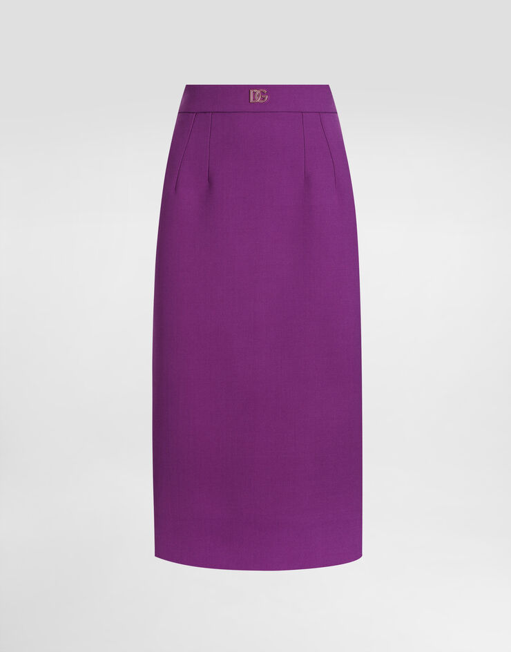 Dolce & Gabbana Wool crêpe sheath skirt Purple F4CJGTFU2L8